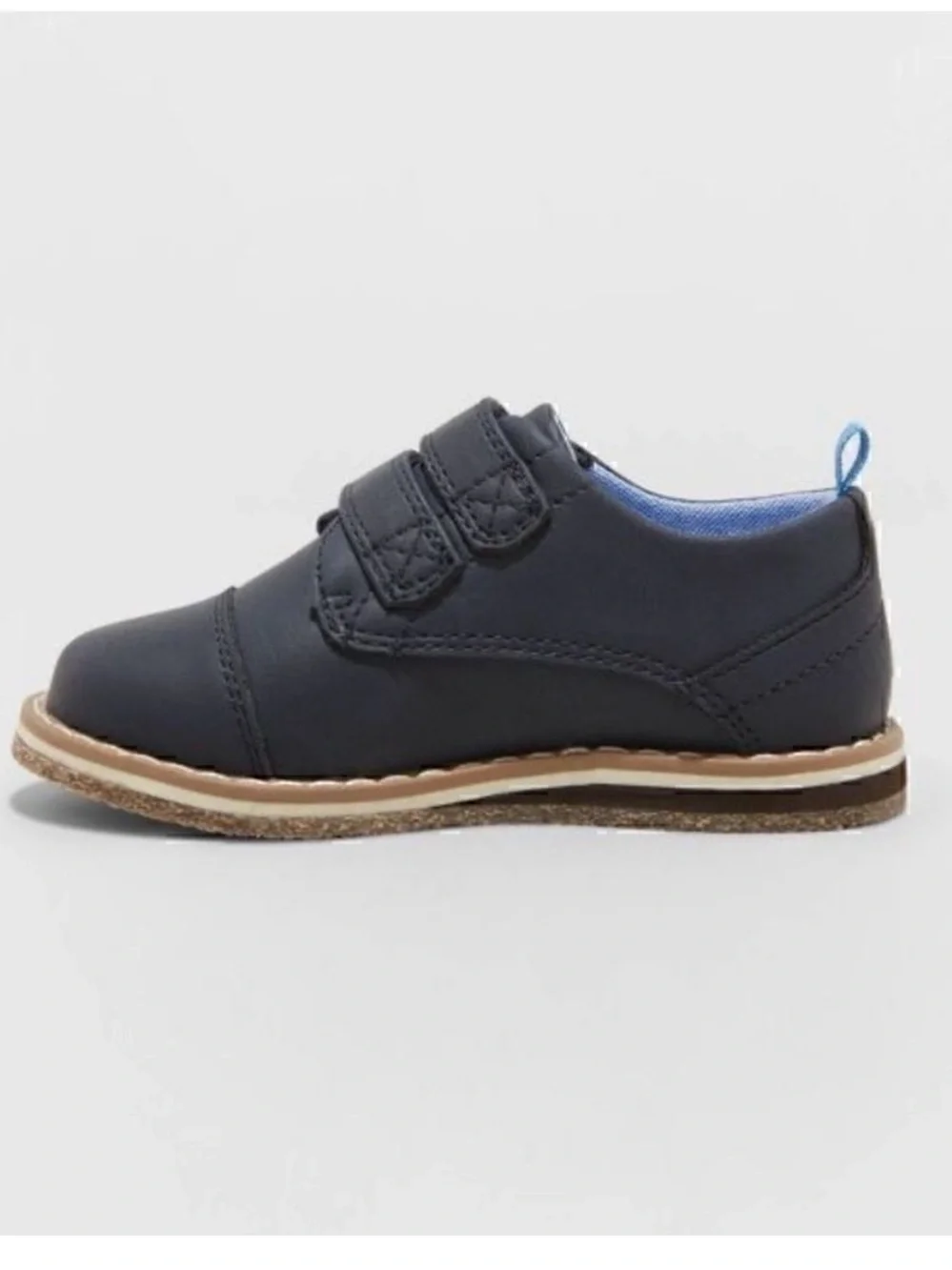 Cat & Jack Navy Blue Toddler Boy Dress Shoes with Tan Trim Size 6